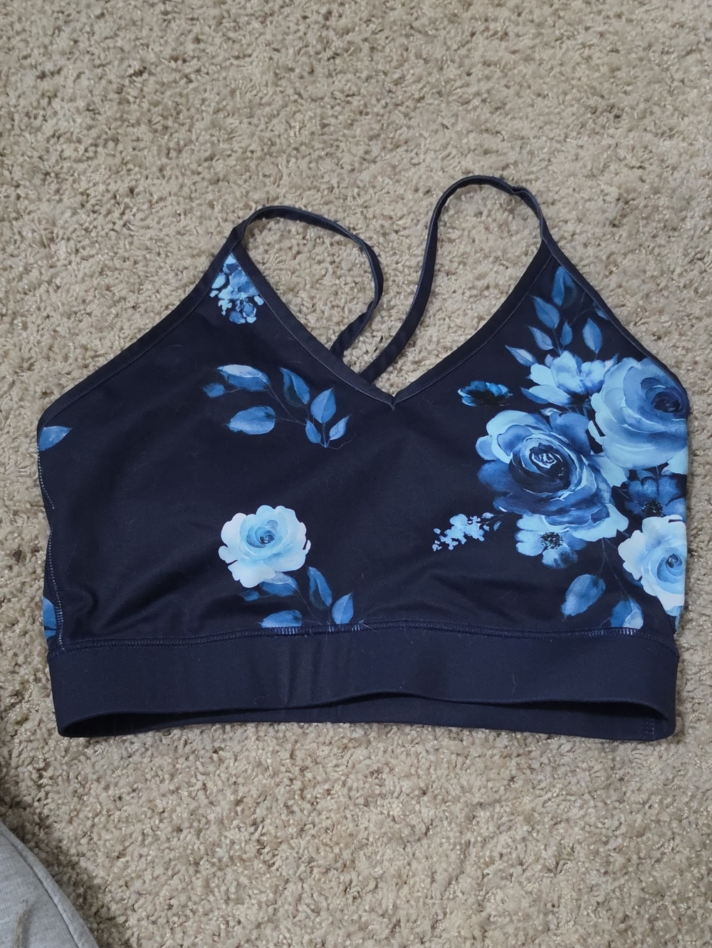 Electric Yoga Navy Sports Bralette with Blue Floral Print